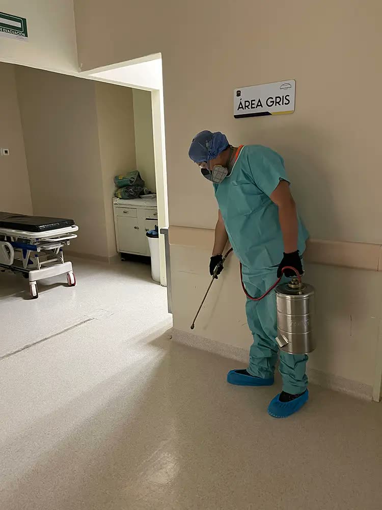 Aspersión en área hospitalaria